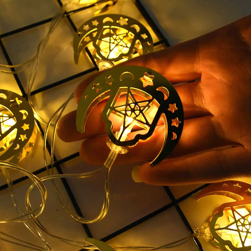 Ramadan Decoration Plastic Lantern Led String Lights Ramadan Kareem Decor Eid Mubarak Gift Al-Fitr Eid Festival Party Supplies