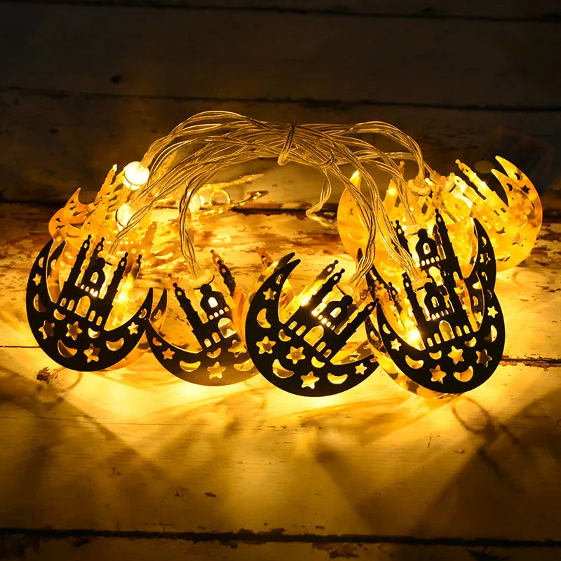 Ramadan Decoration Plastic Lantern Led String Lights Ramadan Kareem Decor Eid Mubarak Gift Al-Fitr Eid Festival Party Supplies