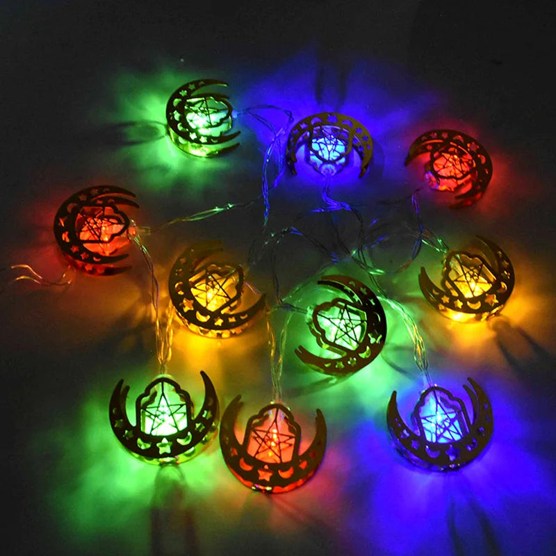 Ramadan Decoration Plastic Lantern Led String Lights Ramadan Kareem Decor Eid Mubarak Gift Al-Fitr Eid Festival Party Supplies