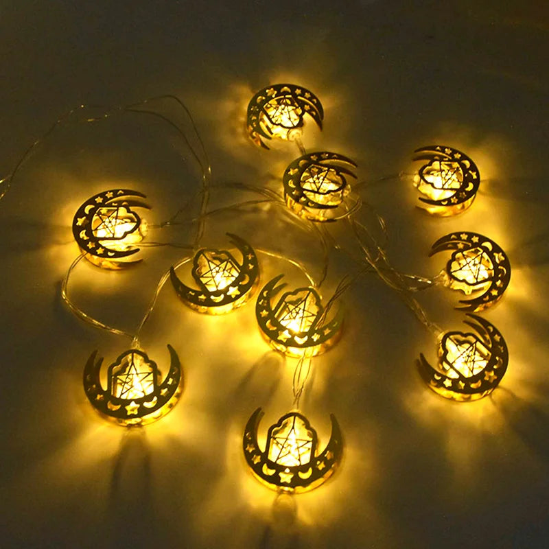 Ramadan Decoration Plastic Lantern Led String Lights Ramadan Kareem Decor Eid Mubarak Gift Al-Fitr Eid Festival Party Supplies