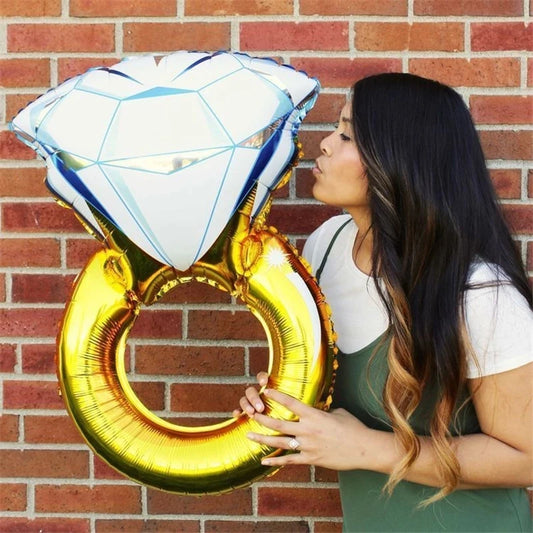 Big Gold Diamond Ring Foil Balloons Rose Gold Bride to Be Balloon Bridal Shower Wedding Engagement Valentine's Day Decoration