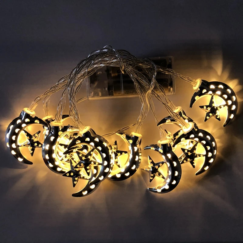 Ramadan Decoration Plastic Lantern Led String Lights Ramadan Kareem Decor Eid Mubarak Gift Al-Fitr Eid Festival Party Supplies