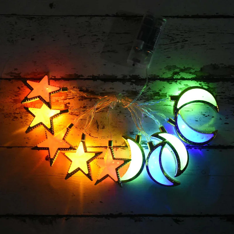 Ramadan Decoration Plastic Lantern Led String Lights Ramadan Kareem Decor Eid Mubarak Gift Al-Fitr Eid Festival Party Supplies