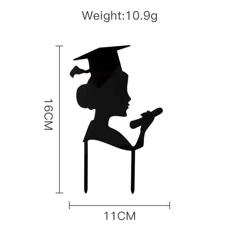 2025 Graduation Cake Topper Gold Black Acrylic certificate Student Party Gift Graduation Ceremony Cake Topper Dessert Decoration