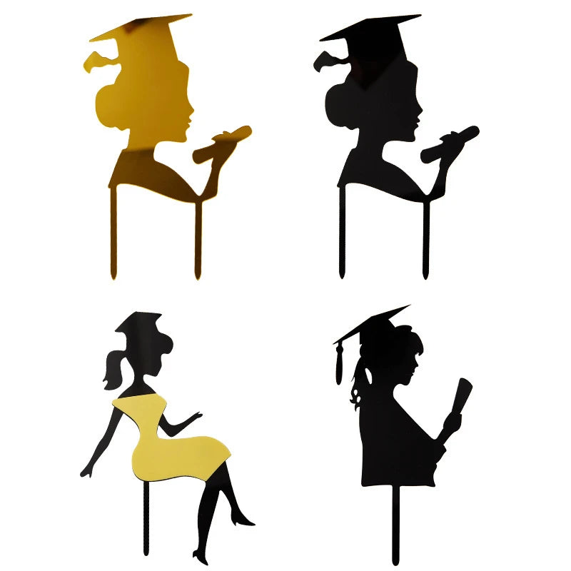 2025 Graduation Cake Topper Gold Black Acrylic certificate Student Party Gift Graduation Ceremony Cake Topper Dessert Decoration