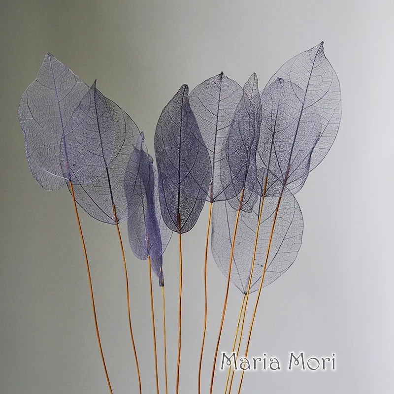Home Decoration Lucency Leaves Natural Leaf Vein Immortal Artificial Flowers Wedding Table Decoration Wire Stem