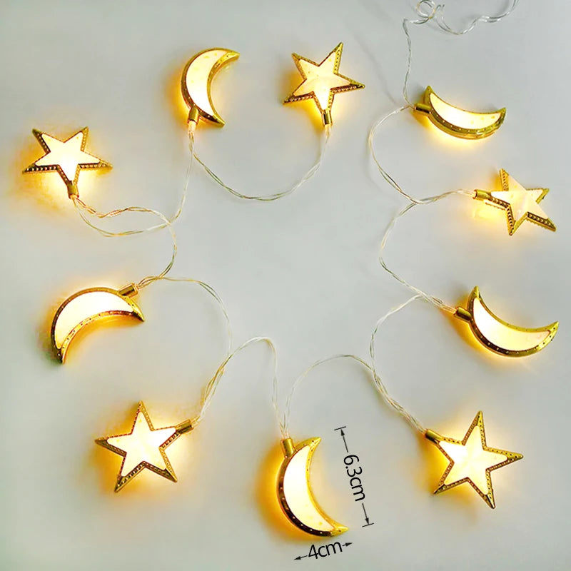 Ramadan Decoration Plastic Lantern Led String Lights Ramadan Kareem Decor Eid Mubarak Gift Al-Fitr Eid Festival Party Supplies