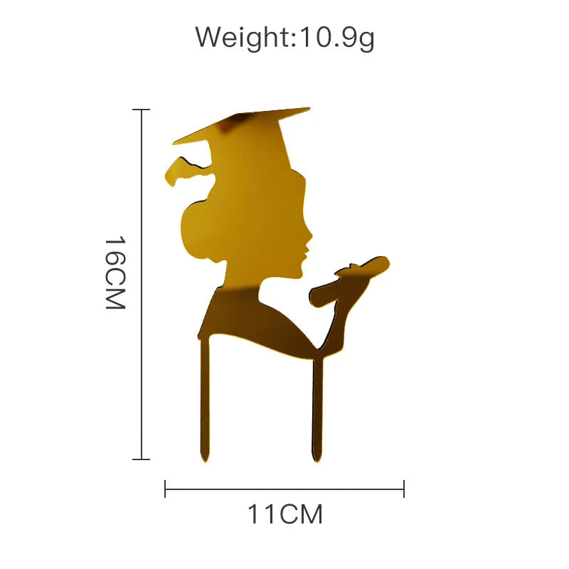 2025 Graduation Cake Topper Gold Black Acrylic certificate Student Party Gift Graduation Ceremony Cake Topper Dessert Decoration