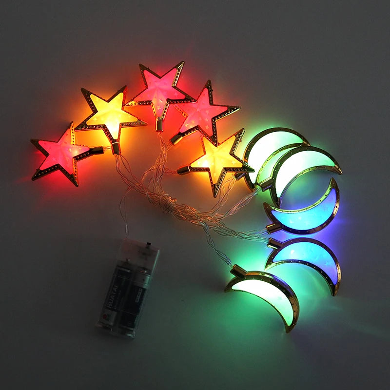 Ramadan Decoration Plastic Lantern Led String Lights Ramadan Kareem Decor Eid Mubarak Gift Al-Fitr Eid Festival Party Supplies