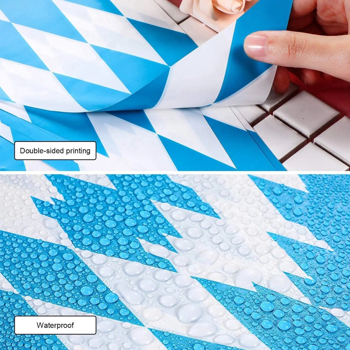 10 Meters Oktoberfest Bavarian Blue White Lattice Plastic Banners Flag Pennant for Bar Beer Oktoberfest Themed Party Decorations