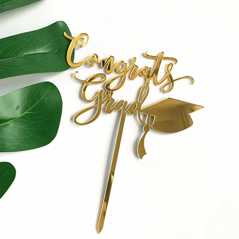 2025 Graduation Cake Topper Gold Black Acrylic certificate Student Party Gift Graduation Ceremony Cake Topper Dessert Decoration