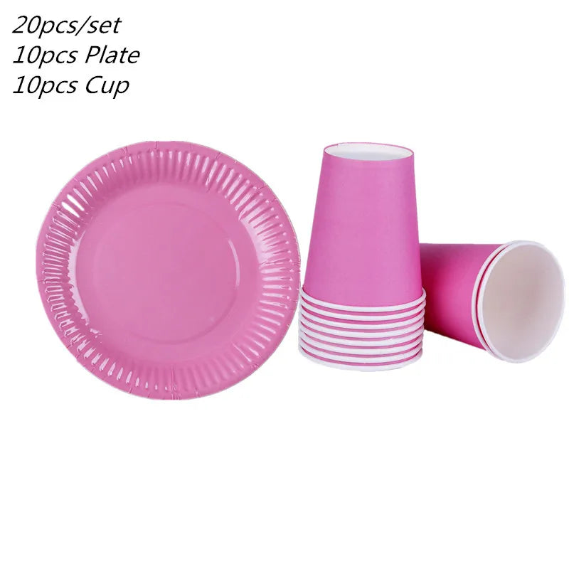 10PCS/LOT Multi-Colored Disk Disposable Plates Cake Paper Pan DIY Decoration for Kids Birthday Party Wedding Tableware Supply