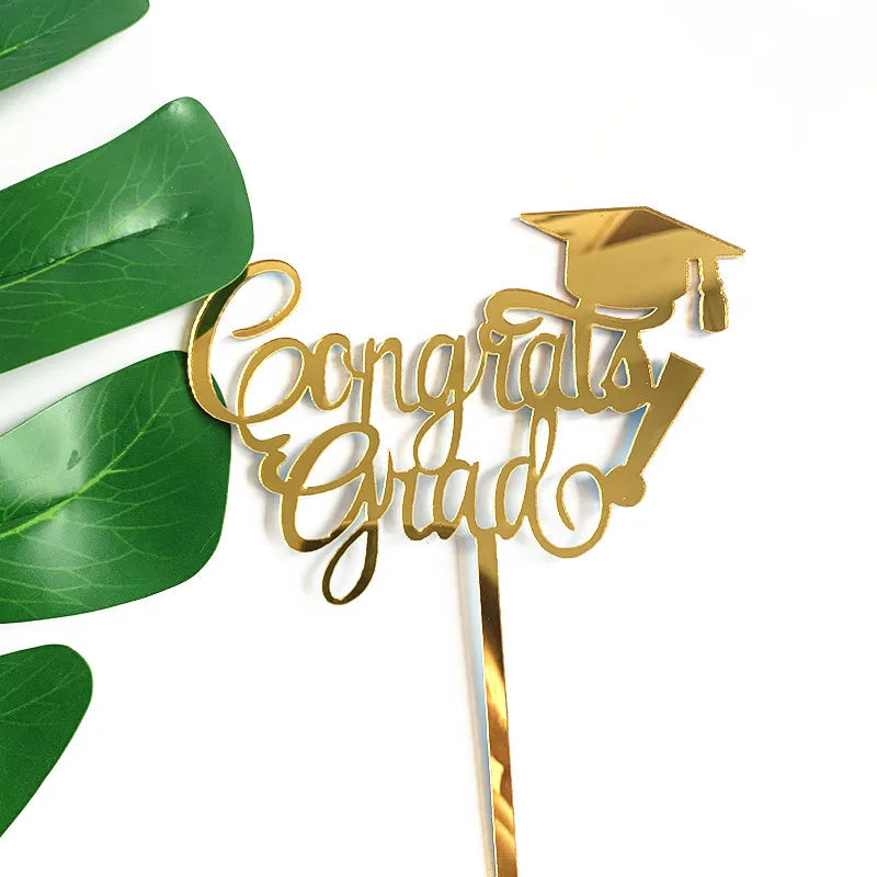 2025 Graduation Cake Topper Gold Black Acrylic certificate Student Party Gift Graduation Ceremony Cake Topper Dessert Decoration