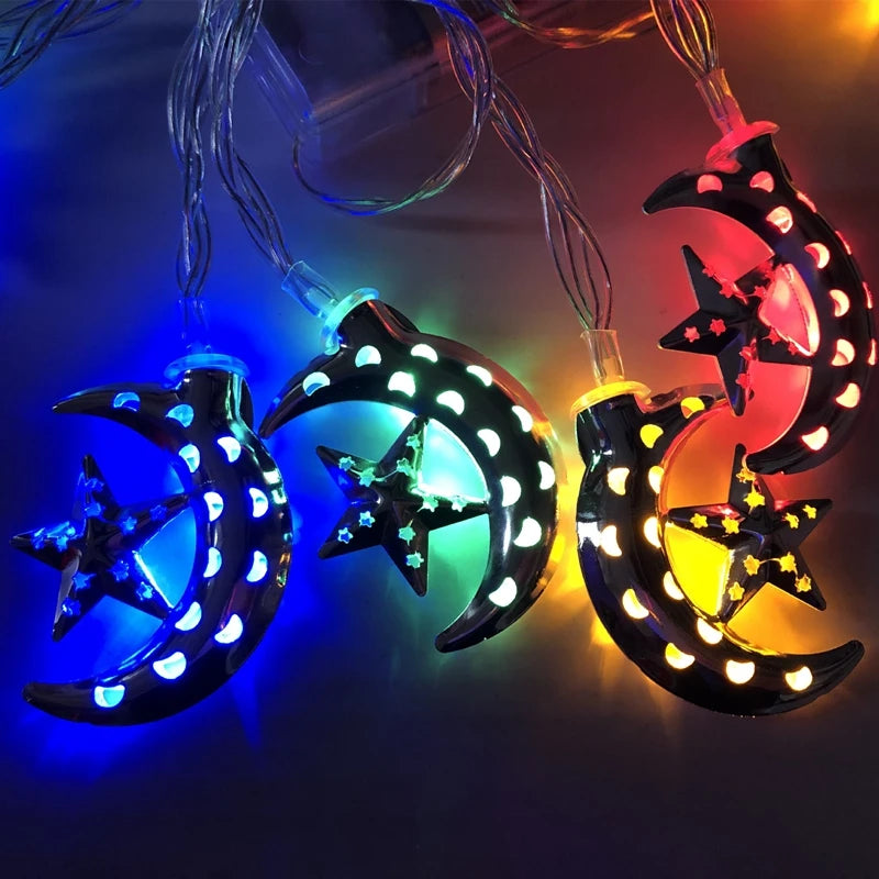 Ramadan Decoration Plastic Lantern Led String Lights Ramadan Kareem Decor Eid Mubarak Gift Al-Fitr Eid Festival Party Supplies