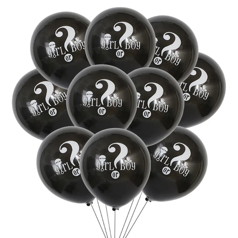 10pcs 10inch Latex Balloons Black He Or She Gender Reveal Decor Globos Helium Air Balls Baby Shower Birthday Party Decorate