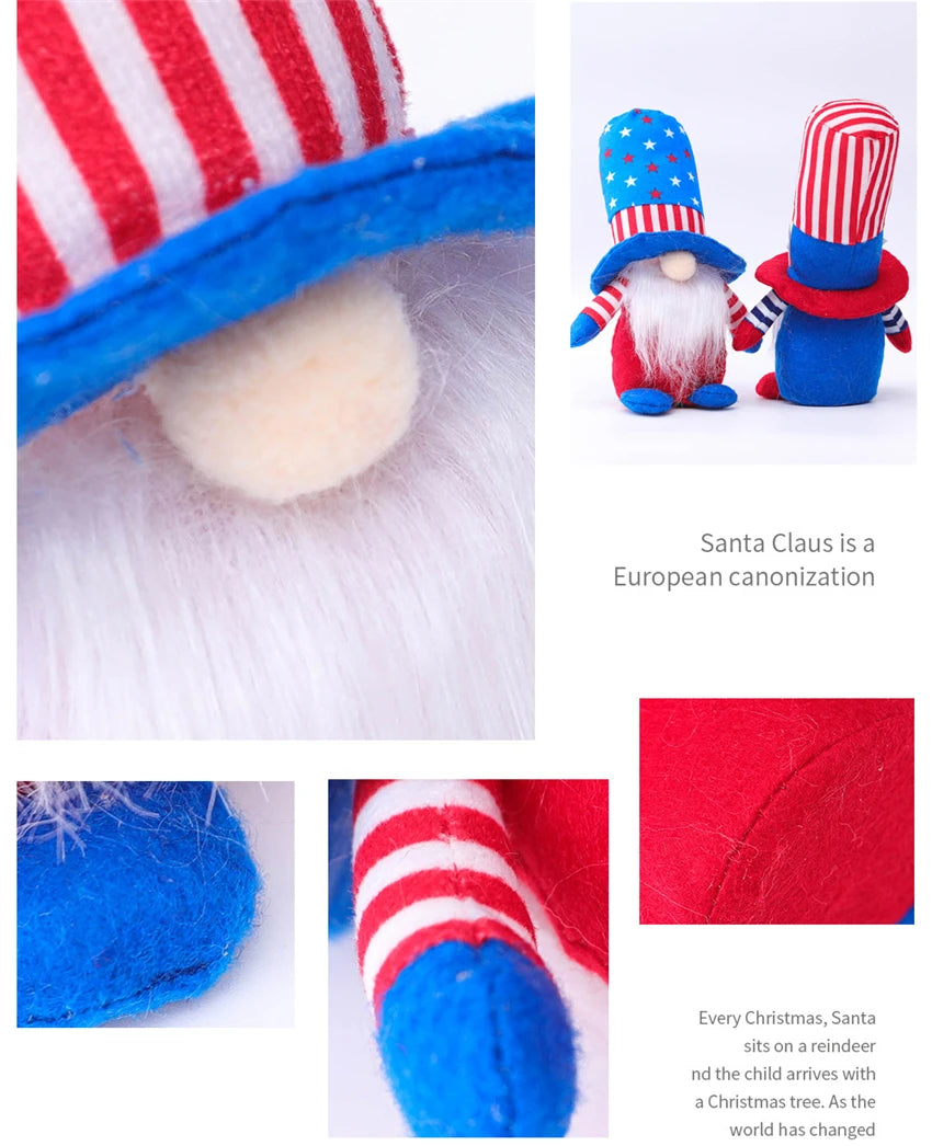16 Styles American Independence Day Decoration Gnome Doll Patriotic Veterans Day Plush Gnome Doll 4th of July Decor Easter Gnome