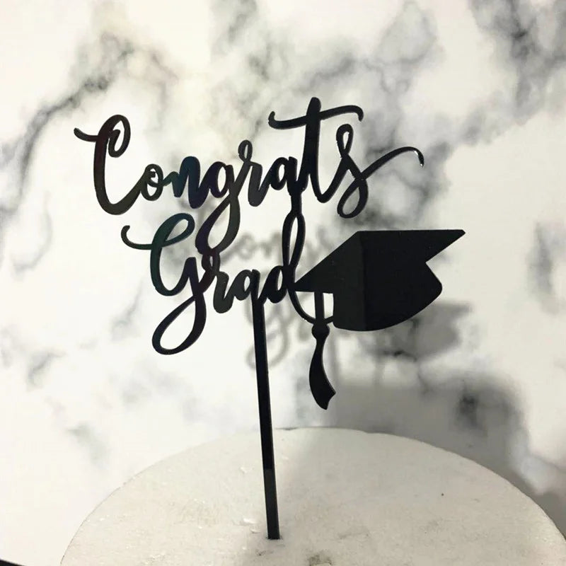 2025 Graduation Cake Topper Gold Black Acrylic certificate Student Party Gift Graduation Ceremony Cake Topper Dessert Decoration