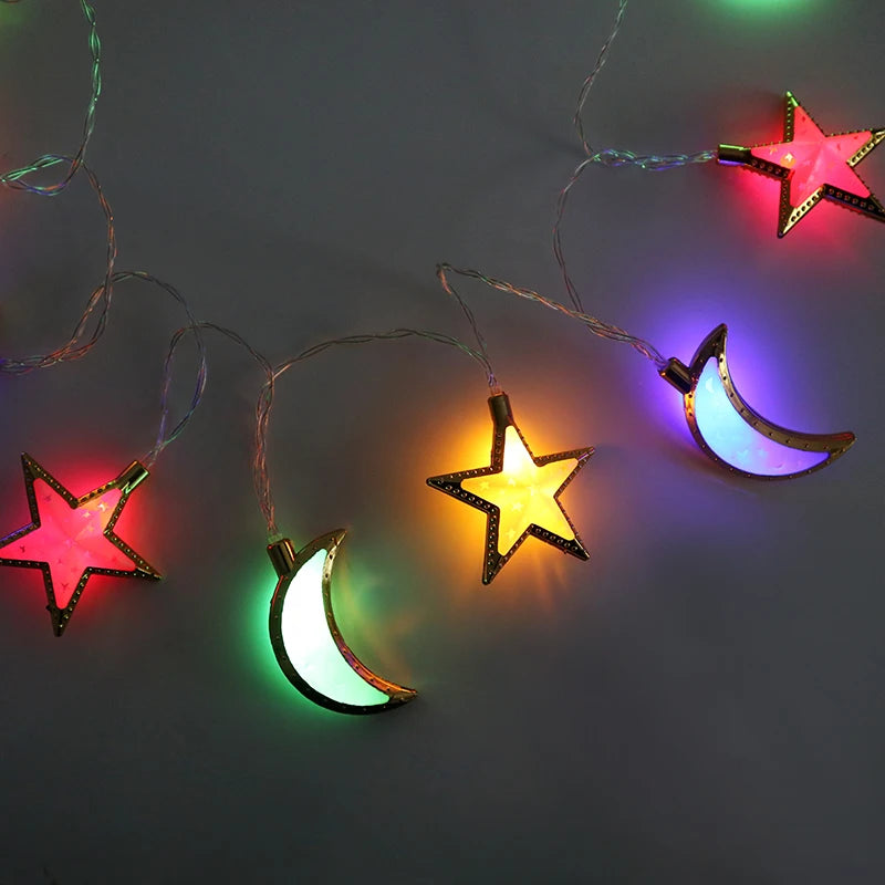 Ramadan Decoration Plastic Lantern Led String Lights Ramadan Kareem Decor Eid Mubarak Gift Al-Fitr Eid Festival Party Supplies
