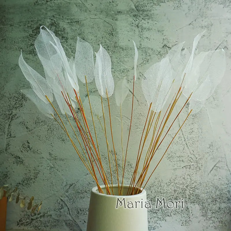 Home Decoration Lucency Leaves Natural Leaf Vein Immortal Artificial Flowers Wedding Table Decoration Wire Stem