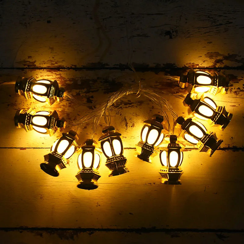 Ramadan Decoration Plastic Lantern Led String Lights Ramadan Kareem Decor Eid Mubarak Gift Al-Fitr Eid Festival Party Supplies