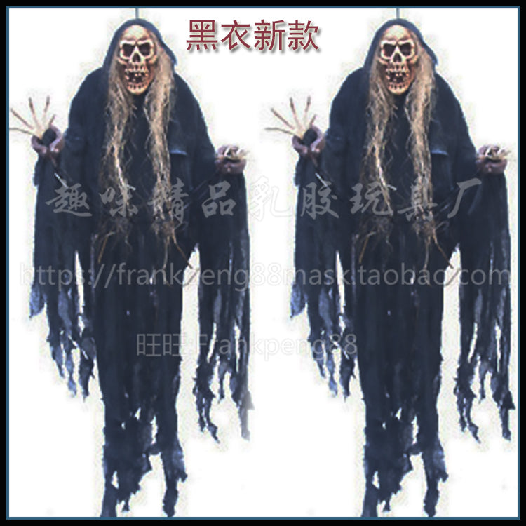 New Voice-Controlled Skull Hanging Ghost Halloween Haunted House Secret Room Props Bar KTV Set Decoration Pendant Horror