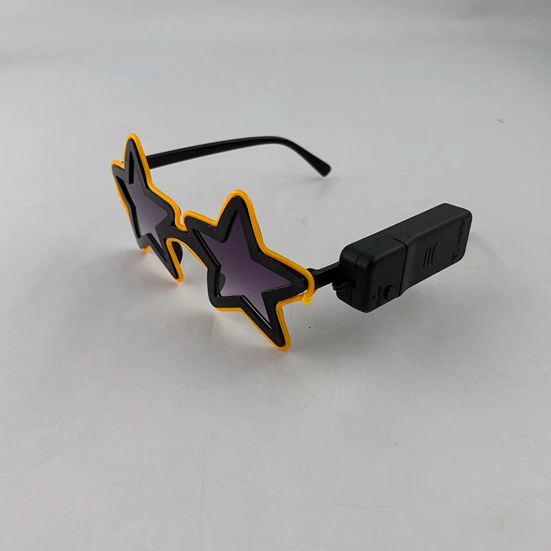 Wireless EL Glowing Party Glasses LED Light Up Five Stars Glasses Birthday Wedding Halloween Supplies Night Club Disco Props