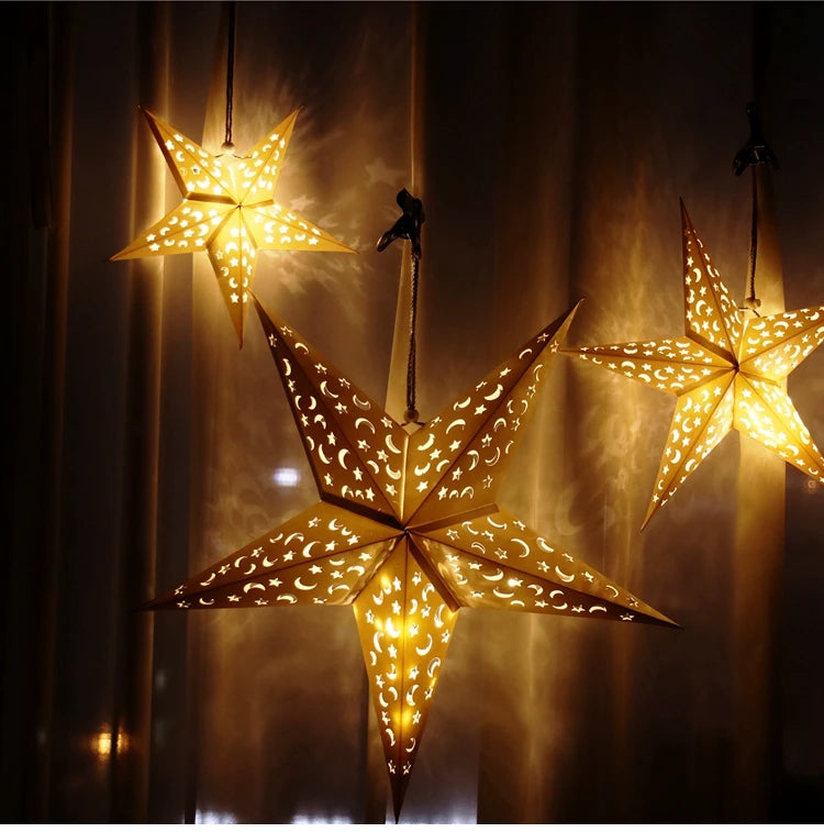 Hollow Star Hanging Pendants Ramadan Decorations 2025 for Home Ramadan Islamic Muslim Party Gifts Eid Mubarak Home Decorations