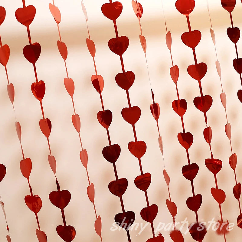 1m×2m Heart Rain Curtain Party Decoration Valentine's Day Atmosphere Background Decor For Birthday Parti Wedding Shooting Props