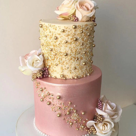 85g Golden Beads Cake Topper for Birthday Wedding Valentine's Day Party DIY Cake Decoration Not Edible for Decoration Only