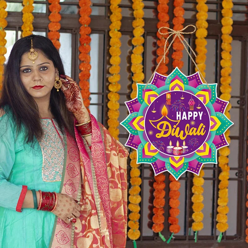 30PCS Diwali Festival Ornament Door Hanger Farmhouse Style Diwali Festival Front Door Sign Diwali Festival Decor Easy Install