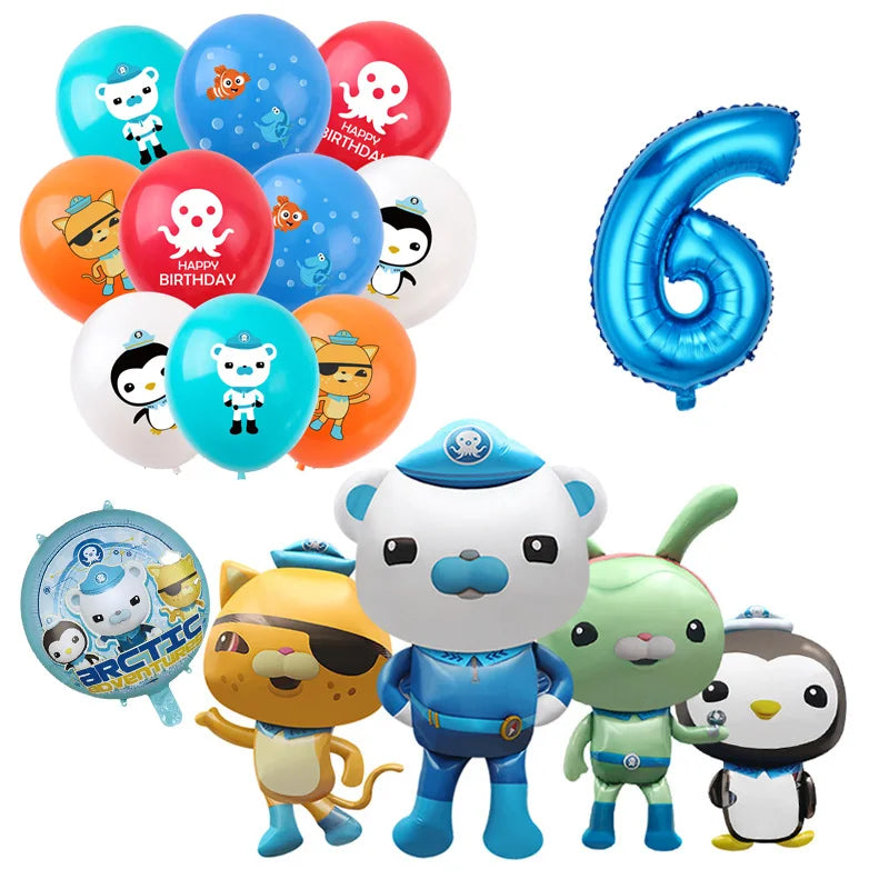 The Octonauts Birthday Party Decoration Disposable Paper Plate Ocean Captain Pirate Penguin Kids Barnacles Peso Suppies Balloons