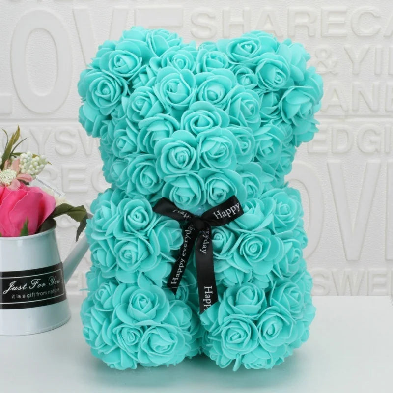Romantic Valentine's DayCreative Eternal Flower Rose Bear Christmas Gift Rose Bear Hug Bear Wedding Flower Decoration Gift