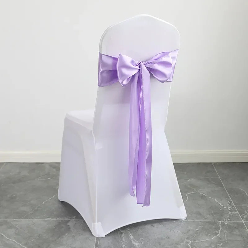 Wedding Decoration Chair Satin Sash Bow Tie Self TIe For BIrthday Party Festival Hotel Holiday Shiny Look Luxury Dining Room