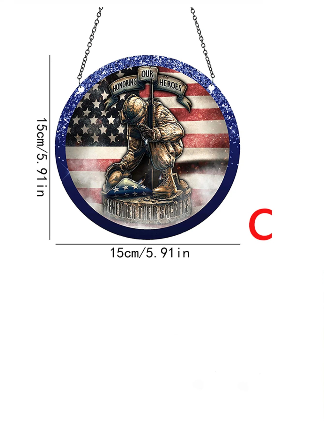 1pc Soldier Painted Window Hanging Decorations, Patriotic Wreath Signs, Home Garden Decor, Independence Day Gifts