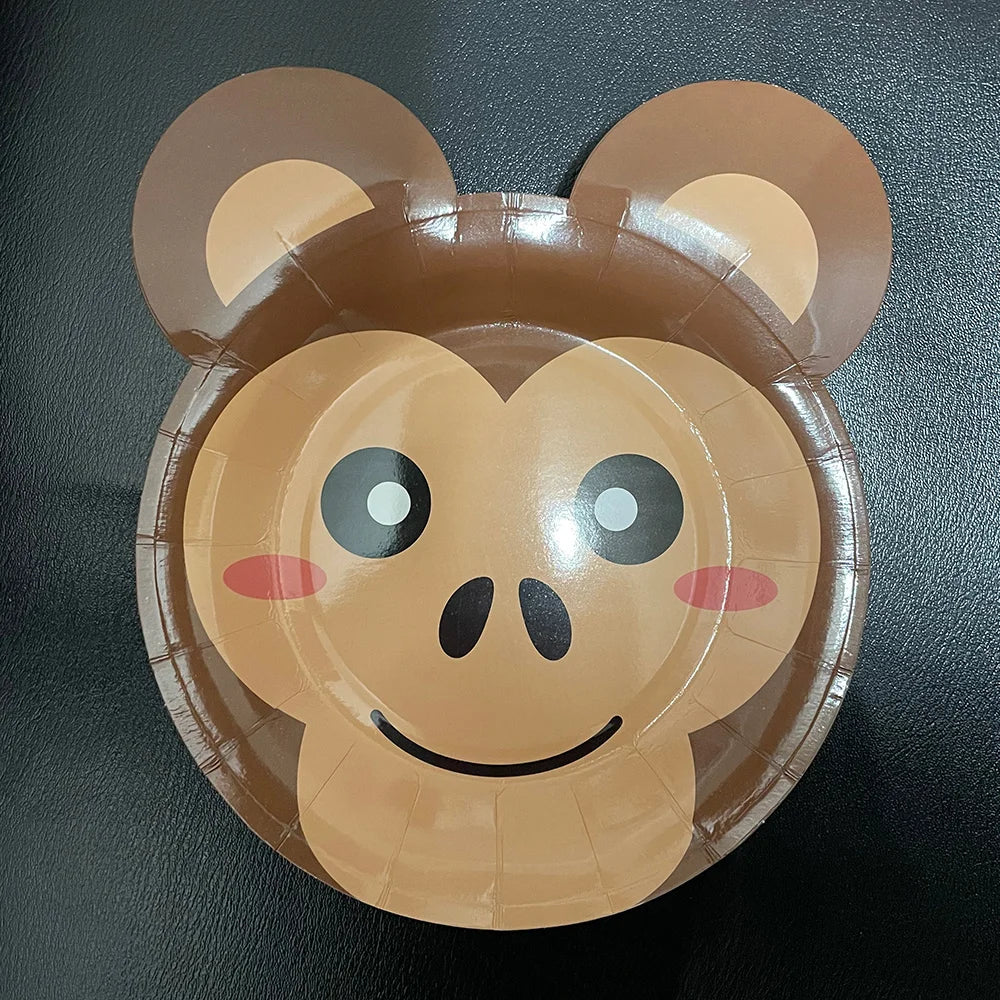 Monkey Party Supplies George Birthday Decorations Monkey Paper Plates Straw for Dinner Monkey Balloon Cake Decor