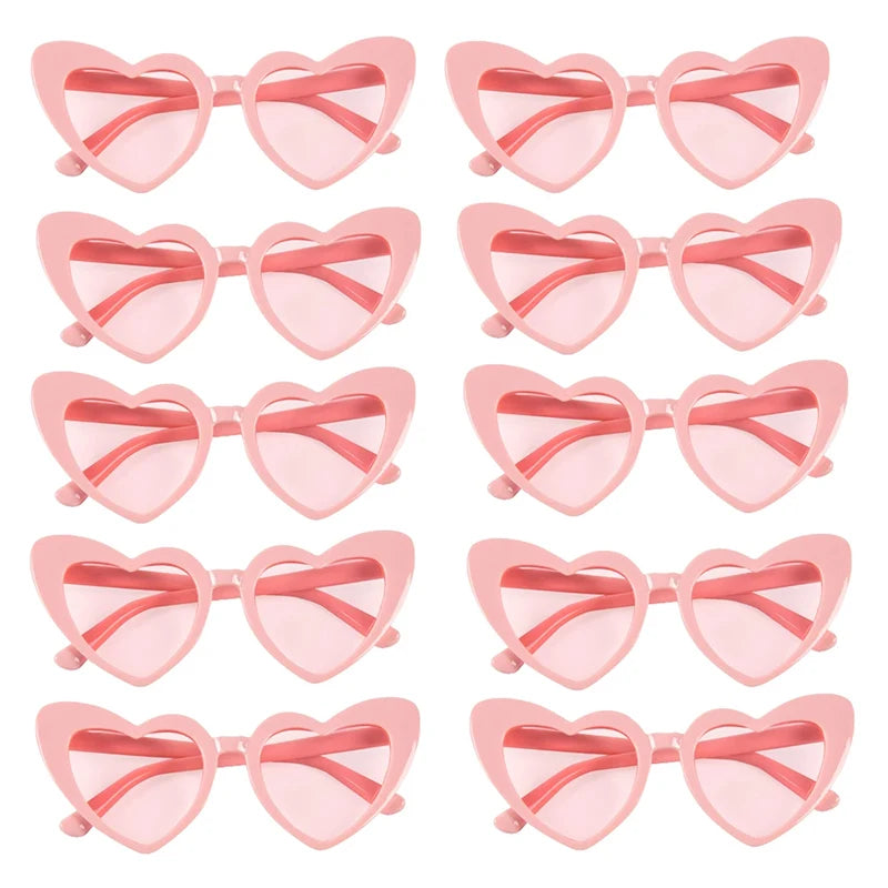 10pcs Bachelorette Party Sunglasses Black White Pink Square Heart Shape Glasses Bride and Groom Photo Glasses Bridal Shower Deco