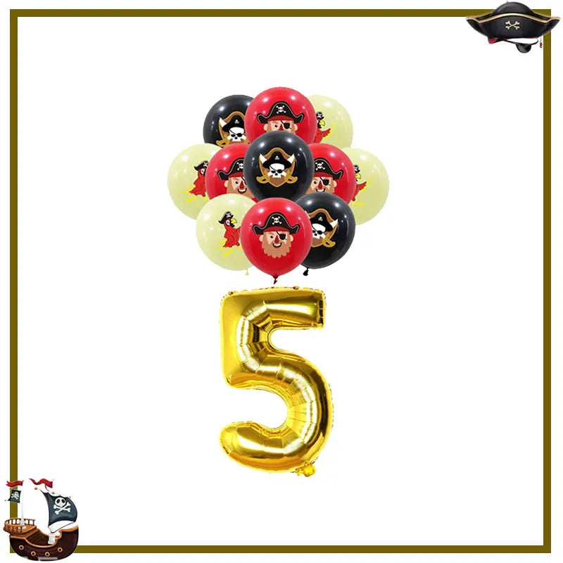Pirate Birthday Party Decoration Balloon Tableware Tablecloth Backdrop Hanging Banner Cake Toppers For Kids Party Event Supplies