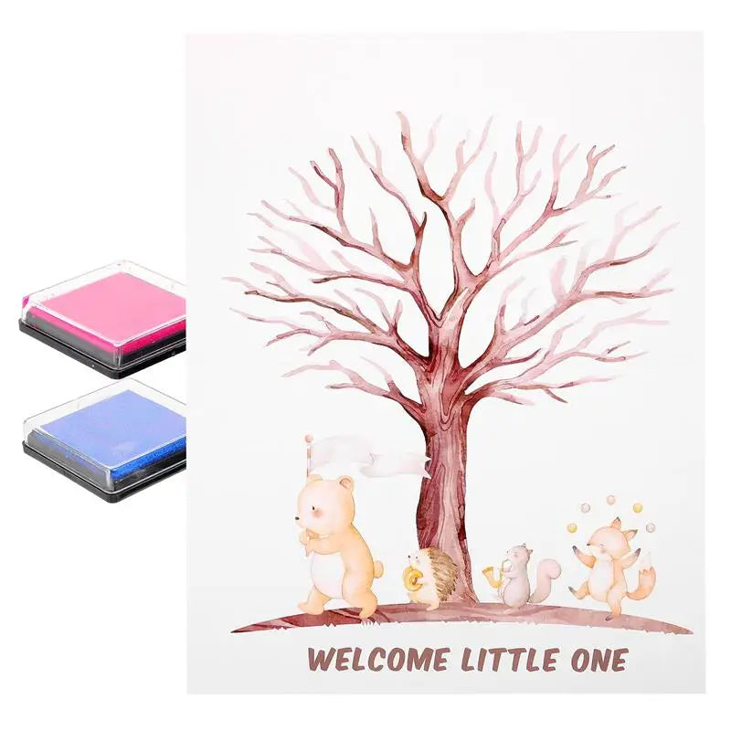 Gender Reveal Tree Gender Reveal Guest Book Party Fingerprint Tree Sign Baby Shower Guest Book Gender Reveal Coated Paper Decor