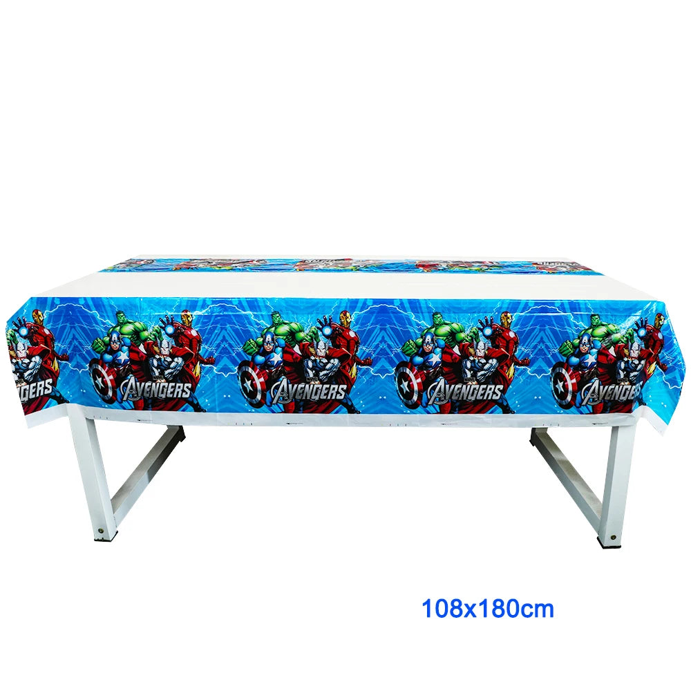 Avengers Superhero Birthday Party Decoration Balloon Cake Plate Paper Cup Box Gift Bag Background Banner 10 People Tableware Set