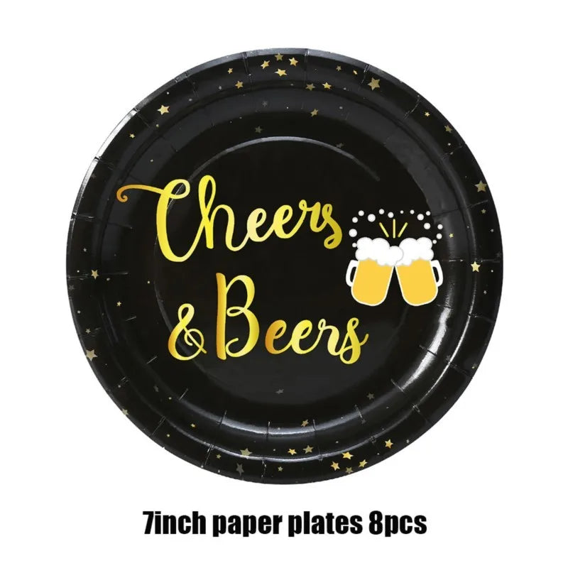 Cheers Beer Glasses Decorations Disposable Tableware Plates Cup Napkins Oktoberfest Wedding Spiderman Baby Shower Stitch Sonic