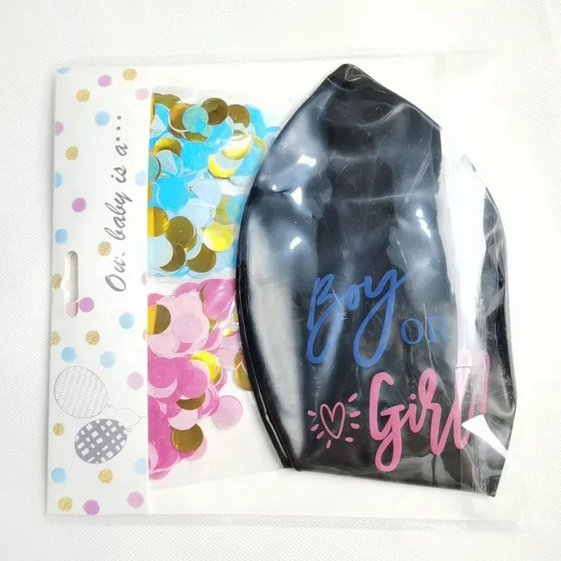 36inch Latex Balloon Black Boy Or Girl Gender Reveal Balloons With Confetti for Baby Shower Birthday Party Decor Globos Supplies