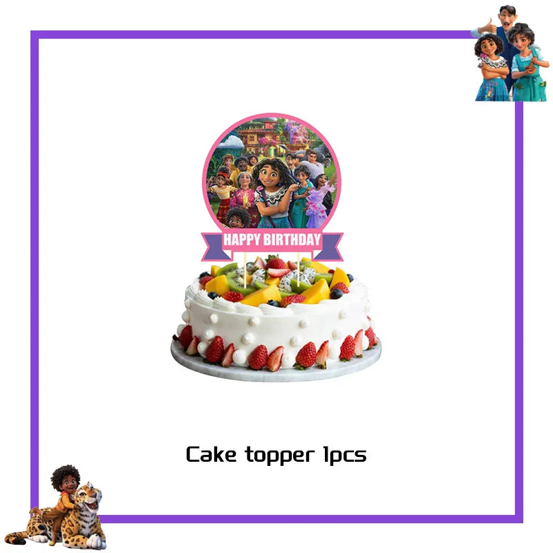 Encanto Birthday Party Decoration Balloon For Kids Event Supplies Tableware Set Plates Cups Napkins Cake Toppers Candy Box