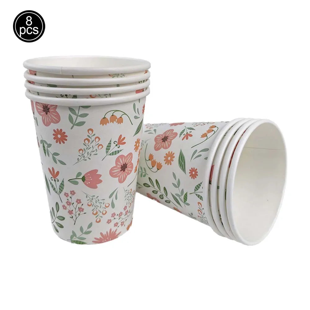 Easter Theme Disposable Tableware Cute Cartoon Bunny Rabbit Pattern Paper Plates Cups Napkins Kids Favor Easter Party Decoration