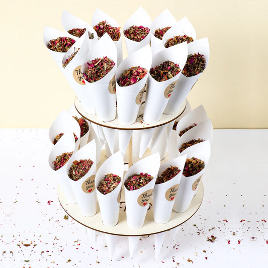 Wood/Kraft Paper Confetti Cone Tray Rustic Decoration Confetti Cones Stand DIY Holder Support Supplies