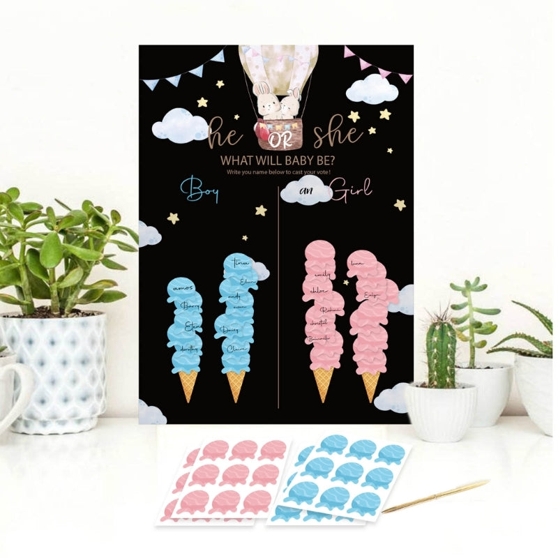 M5TF Gender Reveal Party Baby Gender Reveal Poster with 36pcs Boy and Girl Stickers