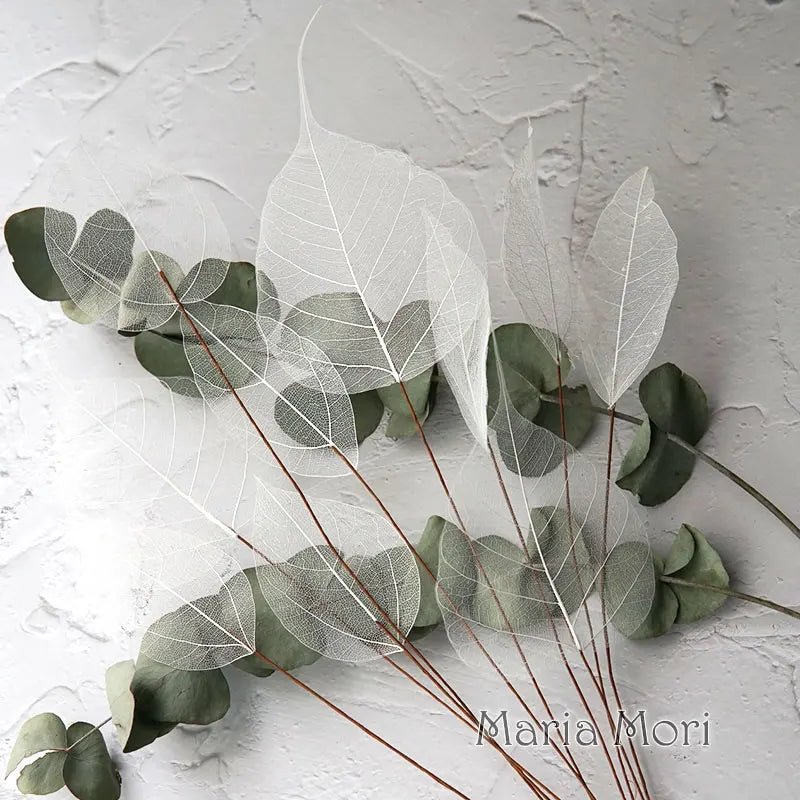 Home Decoration Lucency Leaves Natural Leaf Vein Immortal Artificial Flowers Wedding Table Decoration Wire Stem