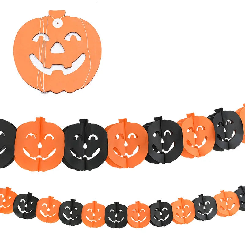 New 3M Halloween Terror Hanging Garland Bunting Bat Vampire Pumpkin Ghosts Spider Paper Banner Happy Party For Home Decorations