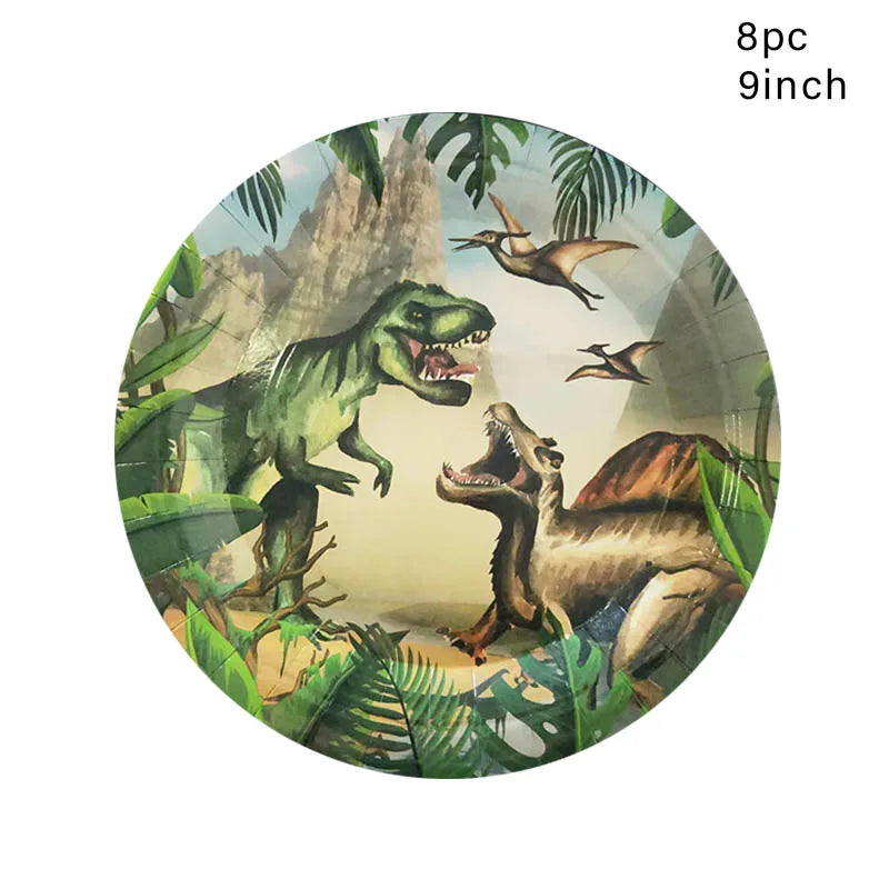 Dinosaur Theme Party Disposable Tableware Cretaceous Dinosaur Paper Plates Napkins Cups Boys Happy Dino Birthday Party Supplies