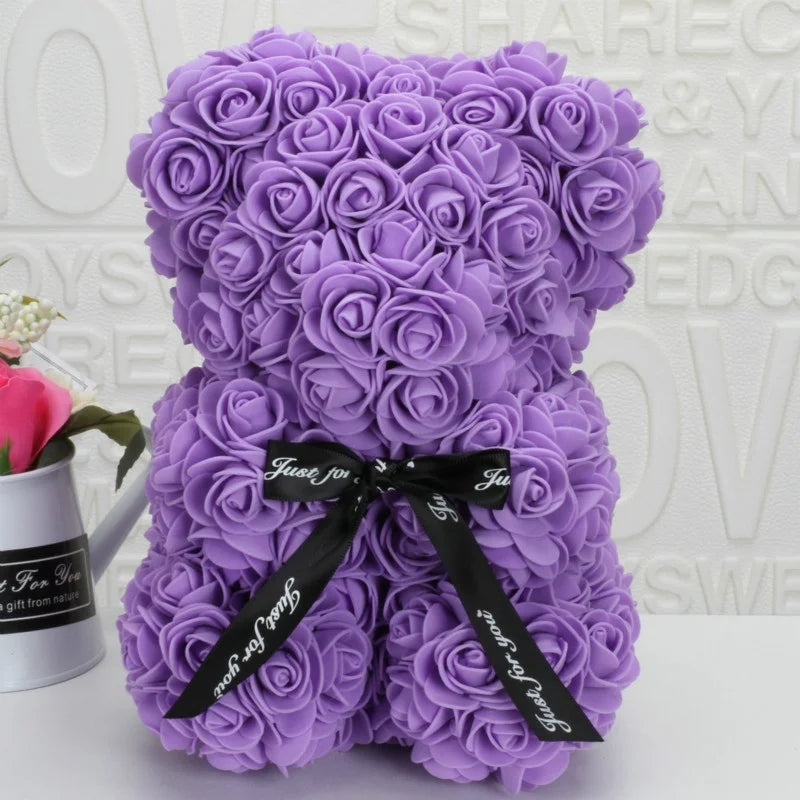 Romantic Valentine's DayCreative Eternal Flower Rose Bear Christmas Gift Rose Bear Hug Bear Wedding Flower Decoration Gift