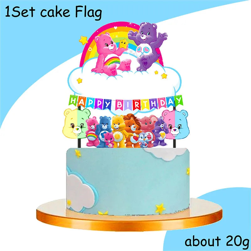 Rainbow Bears Birthday Decoration Angle Disposable Tableware Cup Plate Tablecloth Baby Shower Kids Girls Boy Party Supplies